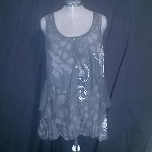 Button up gray Boho pirate sleeveless XL